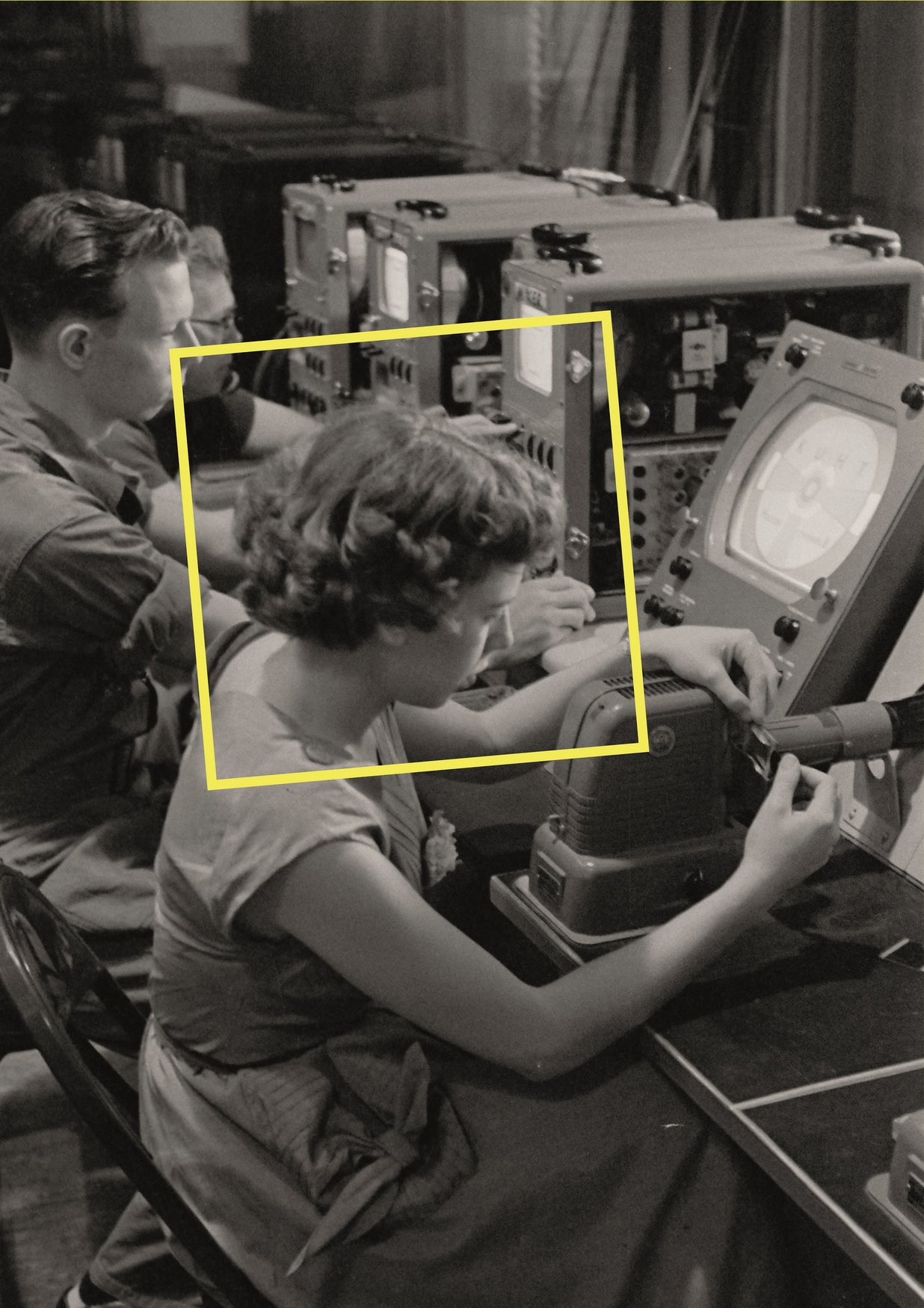 „Studierende vor Bildschirmen“ (1954), Houston, USA, Rübelt-Negativarchiv | © Österreichische Nationalbibliothek